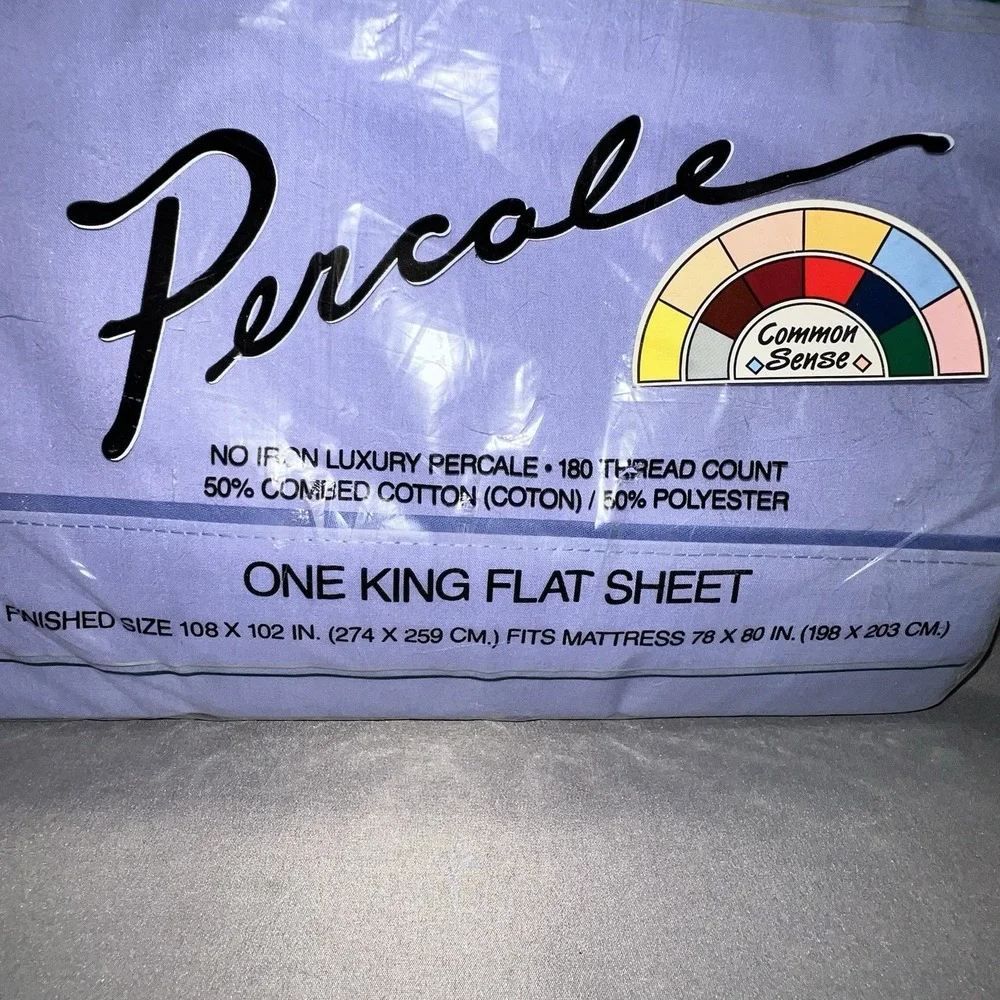 Vintage Cannon Monticello Percale King Flat Sheet White New 108